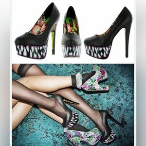 NWT Iron Fist Timmy Chew Black and Multicolor Monster Venom Platform Heels